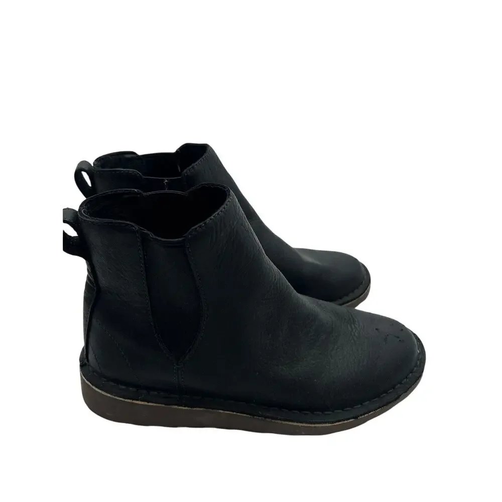 LL Bean Women’s Stonington Boots SZ 8 Black Leather Slip On Comfort Chelsea